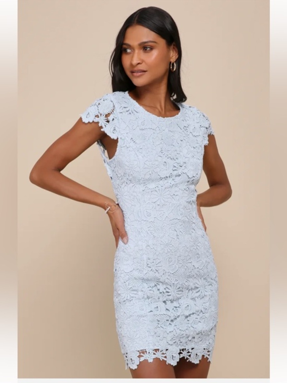 NWOT Lulus NWT Lulus Romance Language Light Blue Backless Lace Dress